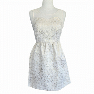 Elle Cream Shimmer Metallic Illusion Top Mini Dress Size 4